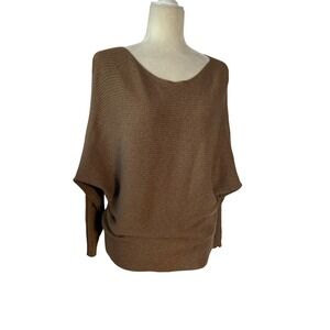 Chicos Gold Metallic Ribbed Dolman Sleeve Sweater Top Women Size 1